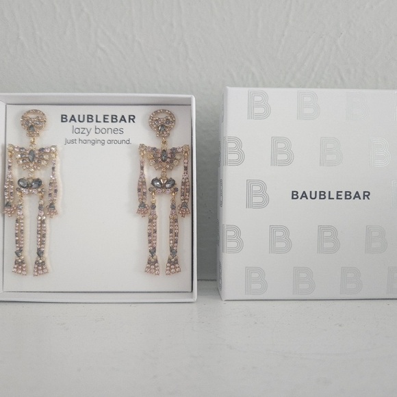 NWT Baublebar Full Body Skeleton Drop Earrings- 'Just Hanging Around' - Picture 1 of 5